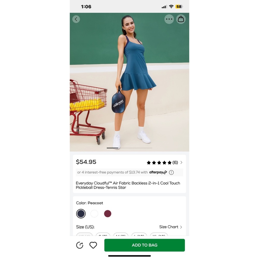 HALARA Everyday Cloudful Backless 2in1 Dress-Tennis Star. NWT *everyday *pickle - Picture 5 of 10